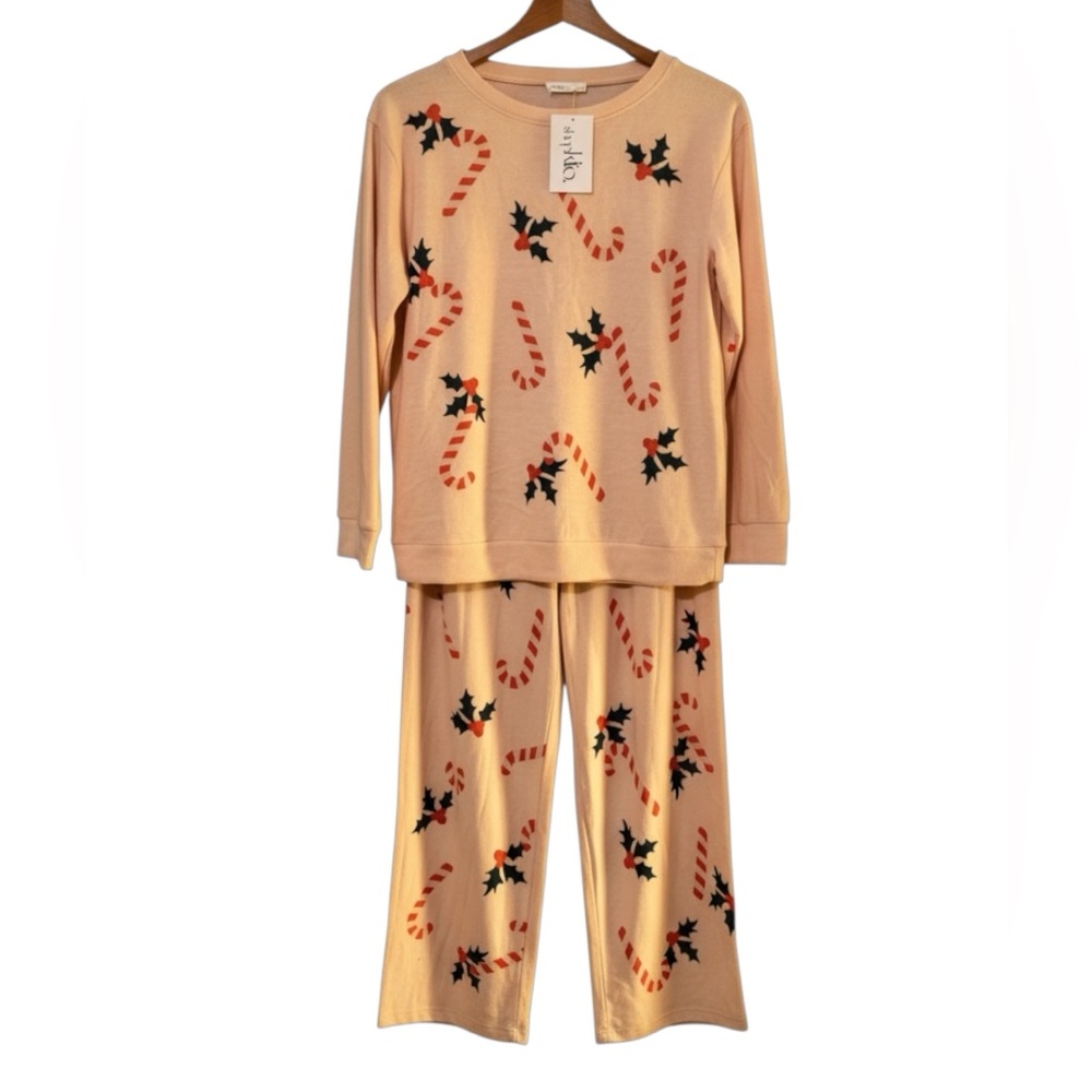 PHIL LOVE Peach Pink The Jolly Lounge Set Sz L NWT $78 Christmas Holiday